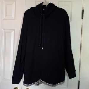 Area black hoodie with crystal hem. size L